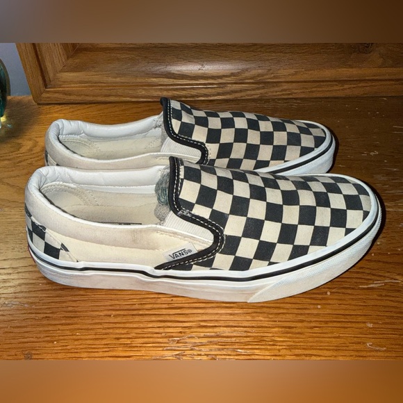 Vans Slip-On Sneakers in Black and White Checkerboard Mens Size 5 1/2 - Picture 3 of 16